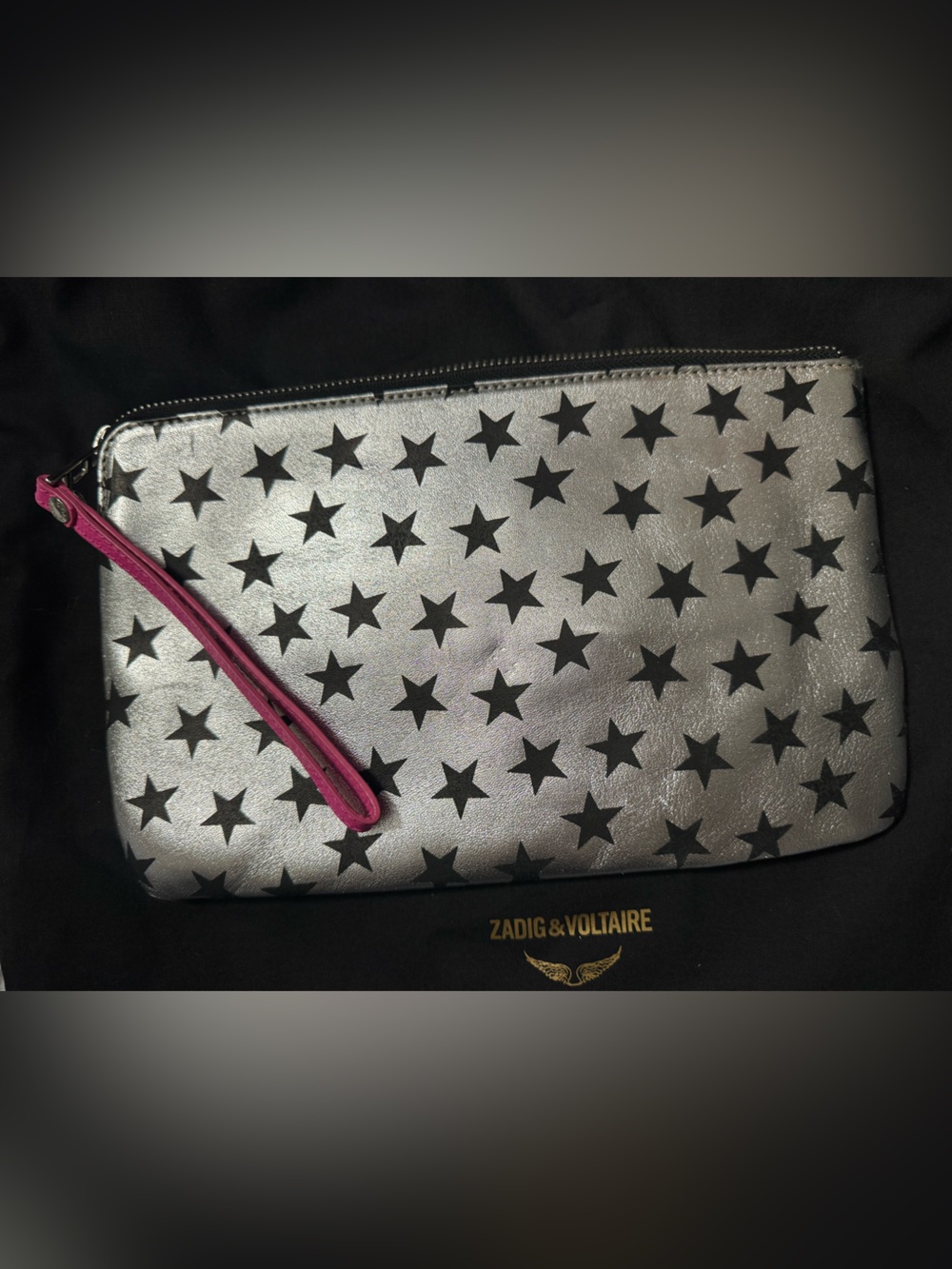 Zadig & Voltaire Silver Star-Print Wristlet - Picture 2 of 3